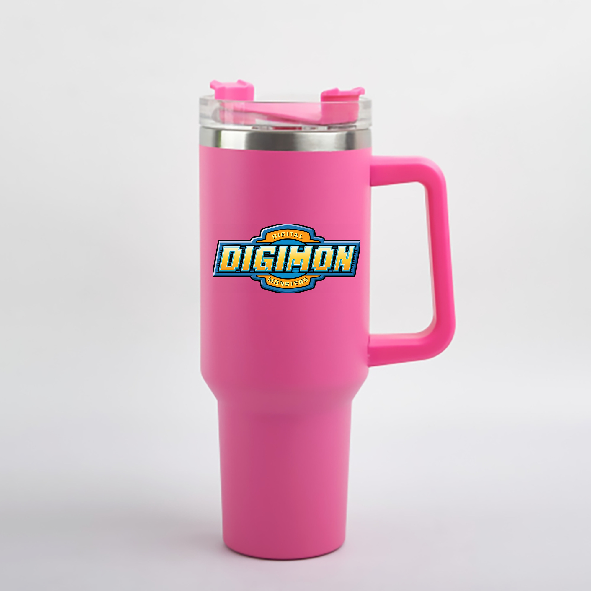 （画像用） Digimon デジタルモンスター/デジモン 1200mL車用タンブラー - クリスタルステッカー（プラスチックストロー付き）